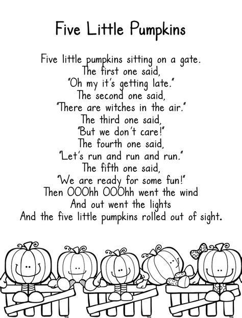 Five Little Pumpkins Poem Printable